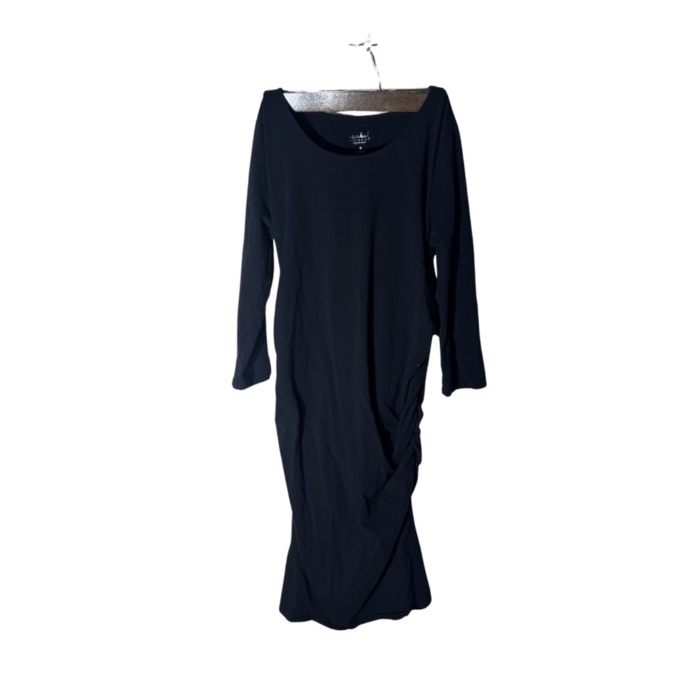 Isabel Maternity Black Ruched Pregnancy Dress | Size M